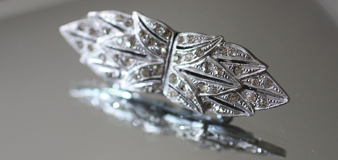 1930s Art Deco diamante dress clip