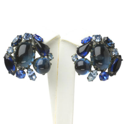 Vintage blue earrings w/melange of sapphire stones