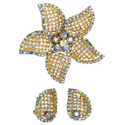 Dazzling vintage starfish brooch & earrings set