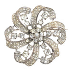 Trifari flower brooch with diamantes in sterling