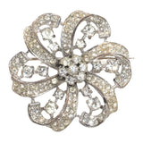 Trifari flower brooch with diamantes in sterling