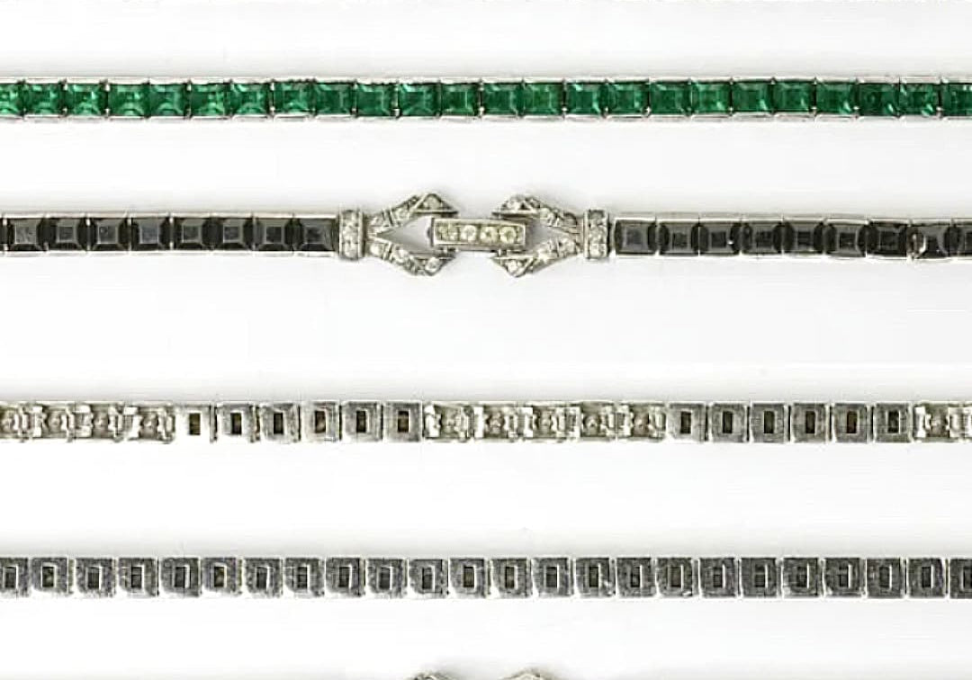 Front and back of 2 line bracelets by Otis 
