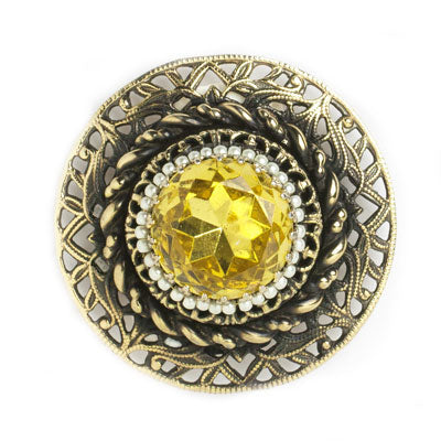 Schiaparelli brooch with dentelle faceted faux citrine