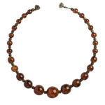 1930s French necklace with cognac-colored art glass beads