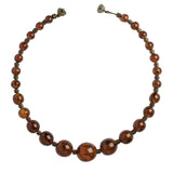 1930s French necklace with cognac-colored art glass beads