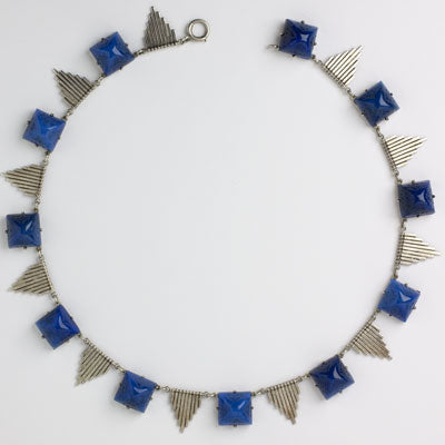 Art Deco necklace with molded sugar-loaf stones