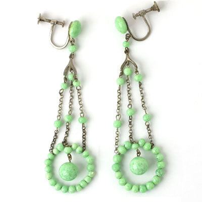 Jade bead Art Deco earrings