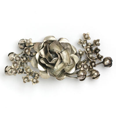 Sterling silver rose brooch by Hobé