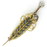 Umbrella brooch with seed beads by Ornella