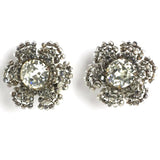 Miriam Haskell ear clips with diamante centers and beaded petals