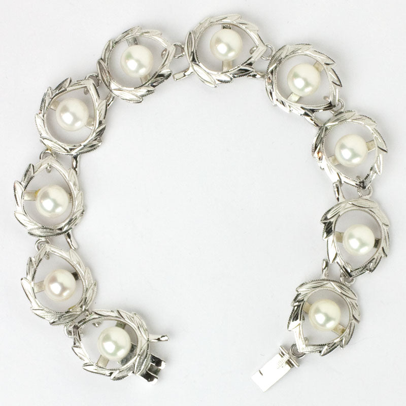 Vintage sterling and pearl bracelet