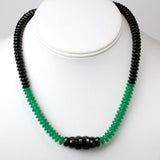 Onyx & chrysoprase bead necklace