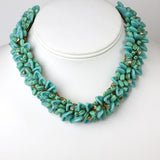 Turquoise bead choker necklace with diamanté