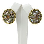 Christian Dior earrings with topaz, green tourmaline & diamantés