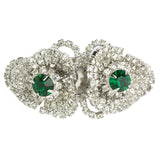 Vintage brooch with diamantes & emeralds