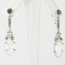 Dangling hexagon earrings with crystals & marcasites