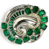Emerald & Diamanté Circle Brooch