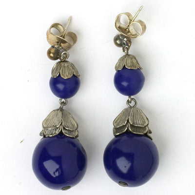 1930s lapis bead earrings