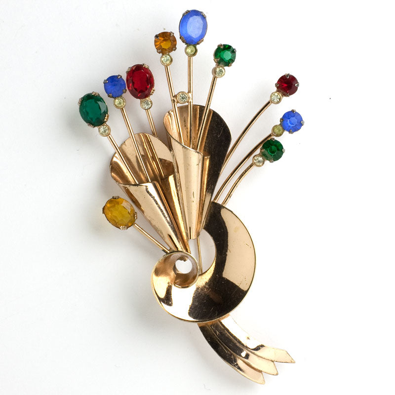 Coro brooch from the 1940s, Stars in the Sky set in rose vermeil sterling