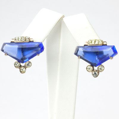 Faux sapphire & diamante matching earrings