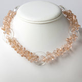 Vintage glass bead necklace with pink beads & glass rings