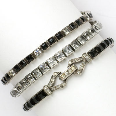 Trio of Art Deco line bracelets