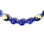 Close-up view of two-tone puzzle beads