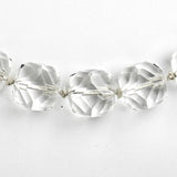 Close-up view of faceted beads