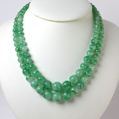 Green glass bead necklace by Louis Rousselet
