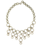 Front of silver ring bib necklace