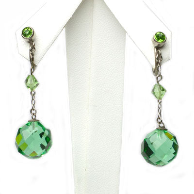 Emerald bead earrings with dangles
