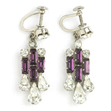 Amethyst & diamante 1930s pendant earrings