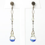 Art Deco pendant earrings with bi-color beads