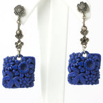 Lapis blue earrings with large 'carved' pendants