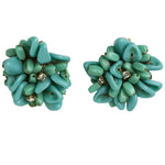 Turquoise & diamante 1950s ear clips