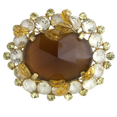 Hattie Carnegie brooch with golden topaz & citrine