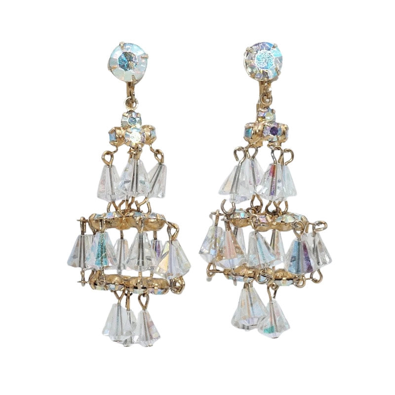 Vintage aurora borealis earrings by Hattie Carnegie