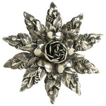 Richly-detailed sterling silver floral brooch