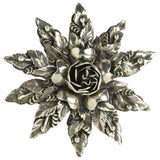 Richly-detailed sterling silver floral brooch