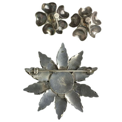 Back of brooch & earrings