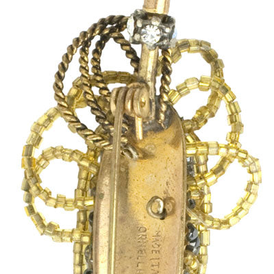 Close-up view of brooch back, showing construction