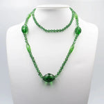 Emerald glass bead necklace doubled