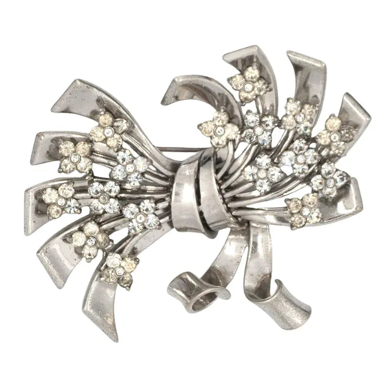 Pennino brooch in sterling silver with diamantes