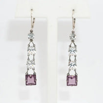 Amethyst dangling earrings in chicklet style