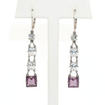 Amethyst dangling earrings in chicklet style