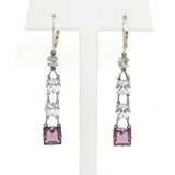 Amethyst dangling earrings in chicklet style