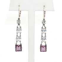 Amethyst dangling earrings in chicklet style