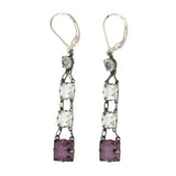 Purple & clear crystal chicklet earrings