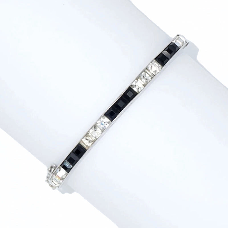 Black onyx bracelet w/diamantes in sterling