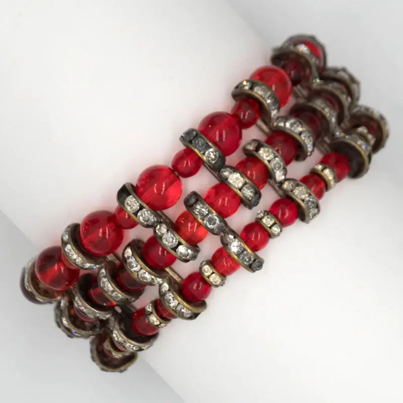 Ruby bead bracelet with rondelles